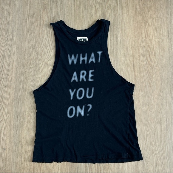 petals and peackocks Tops - Petals And Peacocks What Are You On? Distressed Muscle Tank Top XS